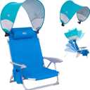 WEJOY Beach Chair with Canopy Shade, Reclining Adjustable 4 Position, Lay Flat Lightweight Folding Portable Aluminum Chair with Backpack Straps,Padded headrest, Heavy Duty 400lbs Lawn Chair for Beach