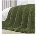Carriediosa Chunky Knit Throw Blanket 50" X 60", 100% Hand Made Large Chenille Loop Yarn Soft Fluffy Throws for Couch Sofa Bed, Big Crochet Cozy Heavy Thick Cable Woven Blankets, Olive Green