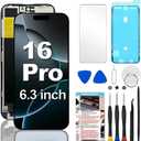 Fixerman for iPhone 16 Pro Screen Replacement 6.3 inch, 3D Touch LCD Display Digitizer Assembly with Repair Tools - Model A3293,A3083,A3294,A3292