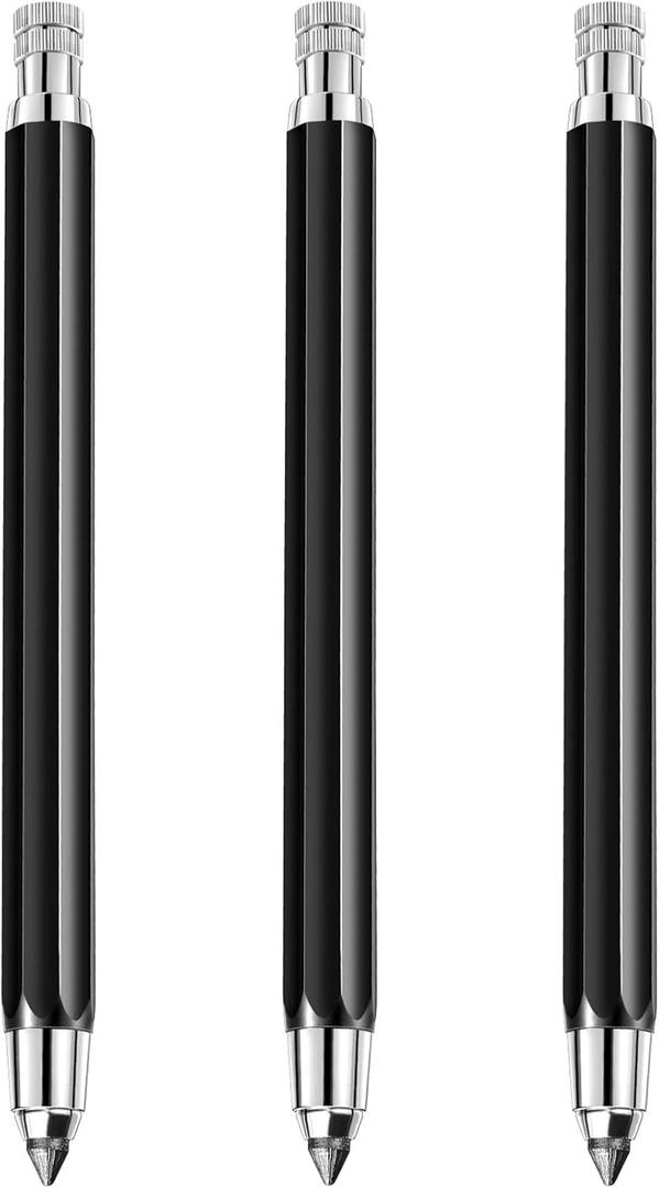 Outus 3 Pcs 5.6 mm Lead Holder Mechanical Pencils Sketch up Automatic Clutch Graphite Pencil with Built-in Sharpener Lead Pencil For Construction, Draft Drawing, Crafting, Art Sketching(Black)