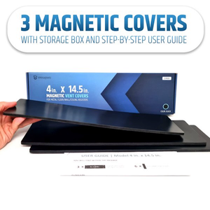 4″ x 14.5″ Magnetic Vent Covers (3-Pack) – For Sealing Floor/Wall/Ceiling Registers of Width 3.25″ to 4″, Length 13.25″ to 14″ (Black)