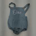 IMEKIS Baby Girls Boys Boho 1st Birthday Outfit Backless Overalls Romper for Cake Smash Photo Shoot 90 Blue One