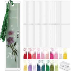301 Pcs DIY Bookmark Making Kit 150 Bookmark Laminating Pouches 5 Mil Hot Laminator Sleeves with 150 Rainbow Tassels and Puncher Fit Most Pouch Laminating Machines(2.36 x 8.5 Inches)