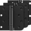 Luxbaro 3 Pack Self Closing Door Hinges 4 Inch, Matte Black Spring Loaded Hinges with Square & 5/8" Radius Corners, Adjustable Tension for Garage, Front Door, for Left and Right Hand Door, UL Listed