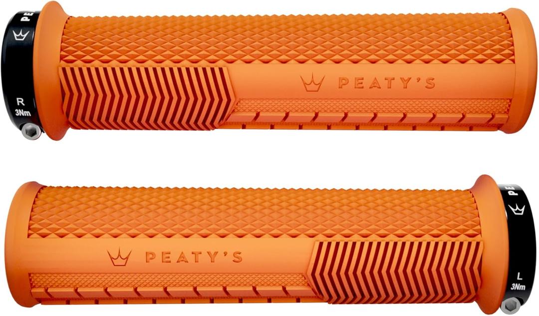 Peaty's Monarch Bicycle Grips - Durable, Ergonomic Finger Bar, Thumb Pad, All Day Riding, All Weather, All Terrain (Mango)