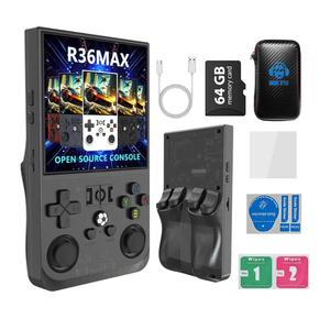 R36MAX 4000mAh Portable Rechargeable Handheld Retro Game Console,Comfort Non-Slip Handheld Standing Retro Game Console with 64G TF Car,4.0-inch Screen,for Office,Blue