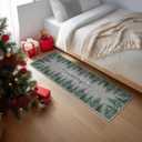 Artoid Mode Grey Pine Tree Merry Christmas Runner Rug, Winter Home Decor Low-Profile Washable Area Rug for Hallways Entryway Bedroom Bathroom Laundry Room Indoor 2x6 Feet