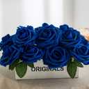 25pcs Artificial Flower Foam Rose Real Touch Roses Flower Heads with Stem for DIY Wedding Bouquets Centerpieces Arrangements Party Baby Shower Home Decor (Royal Blue)