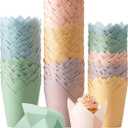 Havawish 500 pcs Tulip Cupcake Liners, Party CupCake Baking Liners Greaseproof Wrappers Muffin Liner Holders for Wedding Birthday Baby Shower Holiday Party Baking Cups(Morandi Colors,Standard Size)
