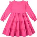 Vieille Hot Pink Dresses for Girls Long Sleeve Casual Dress Outfits 3T Toddler Girls Holiday Dress