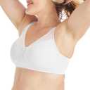 Playtex Women's 18 Hour Minimizer Smoothing Full-Coverage Wireless T-Shirt Bra with Mesh Trim (White)