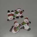 DoubleFill 4 Pcs Christmas Snowman Figurines Table Top Set Sitting Laying Standing Tabletop Decoration Wooden Snowman Statue Decor for Winter Holiday Mantle Desk Shelf Party Decoration