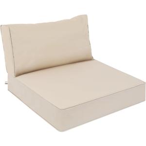 AAAAAcessories Outdoor Deep Seat Cushions, Waterproof, Fade-Resistant Patio Furniture Replacement Cushions, 24" x 24" x 5" + 24" x 13.5", Khaki Beige