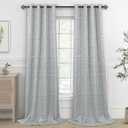 Grey Pattern Curtains 90 Inch Length for Living Room Light Filtering Sheer Semi Boho Geometric Grommet Drapes Silky Textured Neutral Modern Chic Aesthetic Curtains for Bedroom Accent Wall Panels Gray