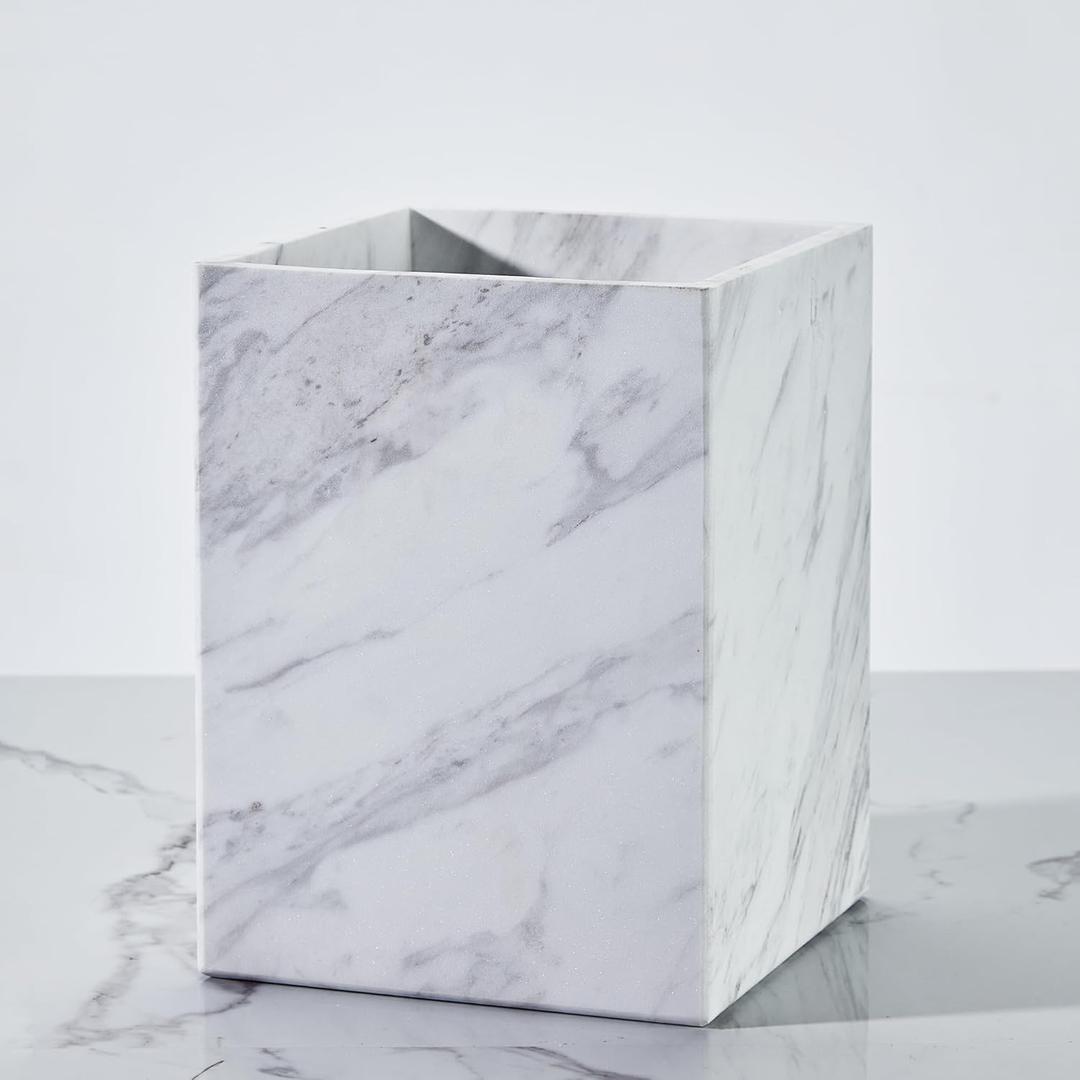 White Marble Bath Accessories (Waste Basket)