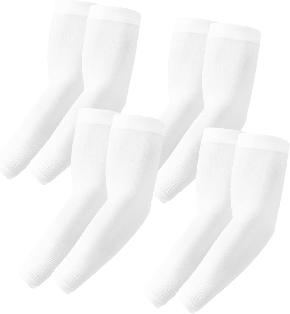 Stelle Arm Sleeves UV Sun Protection Compression Cooling Sleeves UPF 50 for Women Men Sport/Working/Tattoo Cover up (4 Pairs-4 White)