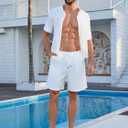 Mens Shorts Casual for Summer Beach Cotton Drawstring Stretch Twill Chino Golf Shorts Elastic Waist with Pockets (Small, 2-white)