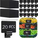 20 Pcs Black Sign Hold Clip, Plastic Food Label Holder Buffet Price Tag Sign Holder for Business, Store, Supermarket