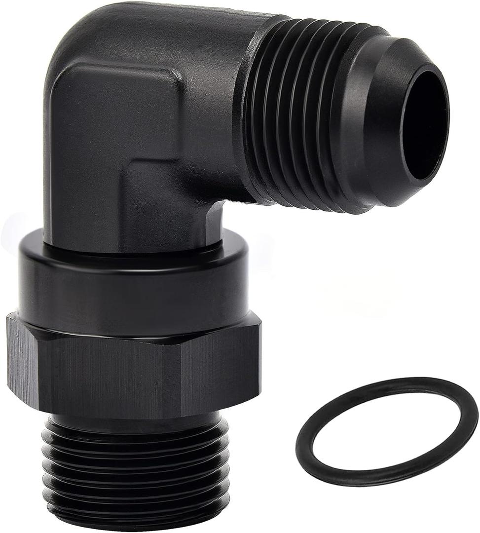 EVIL ENERGY 8AN Flare to 8AN ORB Male Swivel Adapter Fitting 90 Degree Black