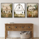 Farmhouse Barn Landscape Canvas Wall Art Modern Farmhouse Farm Beige Wall Decor Pictures Vintage Rustic Field Daisy Nature Wind Posters Prints for Home Corridor Bedroom Living Room Decoration