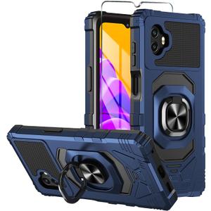 for Samsung Galaxy Xcover 7 Pro Phone Case with Tempered Glass Screen Protector,Military GradeShockproof Protective Cover,with Ring Kickstand (Blue)