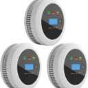3-Pack Smoke and Carbon Monoxide Detector Combo, 2-in-1 Dual Sensor CO & Smoke Alarm, Battery Operated Carbon Monoxide Detectors with LCD Display for Home, Easy to Install
