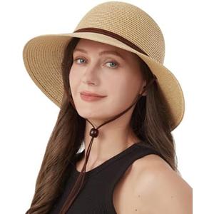 Zylioo 2XL/XL/L/M/S Womens Straw Hat,Wide Brim Sun Protection Beach Hats,UPF 50+ Floppy Summer Hat for Small Heads