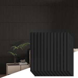 24 pcs 19.7" x 19.7" Slat Wall Panel, 3D Fluted Textured Panel. - Black (64 sq. ft./Box)