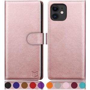 SUANPOT for iPhone 11 6.1 inch (NON 11 Pro 5.8") Leather Wallet case with RFID Blocking Credit Card Holder, Flip Folio Book Phone case Shockproof Cover Pocket for Women Men for Apple 11 case Rose Gold