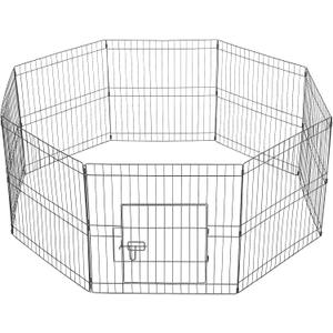 Yaheetech 24 inch Black Metal Pet Playpen 16 Panel Foldable Playpen for Puppy - Outdoor & Indoor with Door - Metal Dog Exercise Pen Barrier Kennel Portable Puppy Fence