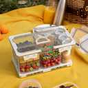 Large Snackle Box Container, Picnic Basket with Lid and Handle, 8 Big Compartment Clear Organizer Divided Serving Tray for Biscuit, Fruits, Charcuterie - Perfect for Travel, Picnic, Beach & Party
