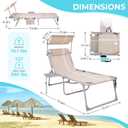 #WEJO 4-in-1 Tanning Chair with Face Hole and Side Table - 5-Position Face Down Folding Chaise Lounge with Canopy Shade & Cup Holder - Portable Heavy Duty Tanning Bed for Beach, Pool, Patio (Khaki)