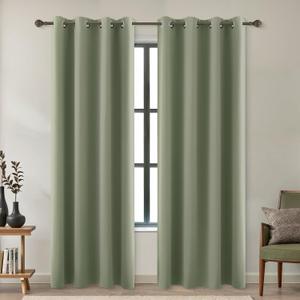 KOUFALL Dark Sage Green Blackout Curtains for Bedroom 84 Inch Length 2 Panels Set,Thermal Insulated Black Out Drapery Grommet Room Darkening Window Curtain Drapes for Living Room,52x84 Inches Long