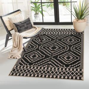 Lahome Bijou Moroccan Easy Jute Carpet, 3x5 Indoor Outdoor Entryway Patio Rug 3x5 Farmhouse Black Washable Living Room Rug, Non Slip Indoor Outdoor Carpet for Patio Courtyard Deck