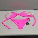ZAFUL Women's Tie Knot Front Spaghetti Strap High Cut Bikini Set Swimsuit (Medium, 1- Neon Pink)