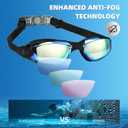 LOCONHA Swim Goggles, 2 Pack Swimming Goggles Anti Fog No Leaking For Adult Women Men Youth (Black, M)