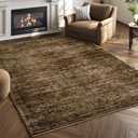 Area Rug 4x6 Washable Rug/Machine Washable Brown Vintage Traditional Floor Cover Foldable Thin Retro Style Indoor Distressed Non-Slip Carpet Bedroom Living Room Dressing Table (Green and Brown)