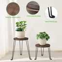 Yangbaga Wooden Plant Stands Indoor: 2Pack 11.81IN Round Planter Stands with Metal Legs,Mid Century Planter Holder for Home Decor,Multi-purpose Plant Table for Living Room/Patio/Garden/Balcony/Office