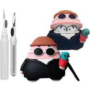 For AirPods 4 Case with Cleaner Kit,Compatible with Airpods 4th Generation Case, 3D Cartoon Cute Silicone Protective Cover for AirPods 4 Cover with Keychain for Boys Girls Women (Patrick)