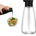 1 Pcs Glass Soy Sauce Dispenser Bottle - 9.6 oz Cruet for Olive Oil, Vinegar, BBQ Kitchen Cooking - Leak-Proof Oil Dispenser with Spout for Kitchen Cooking Barbecue(Black)