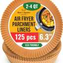 6.3 Small Round Air Fryer Liners, 2-4 qt Airfryer Paper Liners, 125Pcs Disposable parchment paper for air fryer  Non-Stick and Oil Proof for Easy Cleanup by Baker's Signature