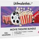 WONDERBOX  AMC Movie Theatres Bundle - 4 Black Tickets + 4 Drinks + 2 Popcorn  Original Gift Idea - Experience Gift - 550 Locations in The US