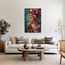 Mpgloquial African Black Woman Wall Art Beauty Lady Dringing Coffee Canvas Painting Posters Trendy Black Girl Prints Poster Inspired Wall Decor Aesthetics for Dorm 16x24inch Black Framed