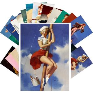 PIXILUV Vintage Postcards (24 pcs 4"x6" each) Active Life of Pinup Girls Vintage Notecards Classic Retro Greeting Card Reprint