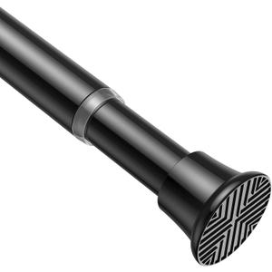 AIZESI Tension Rod 24" to 46", 1Pcs Black Tension Rod Tension Curtain Rod, Spring Tension Rod No Drilling Adjustable Curtain Rod for windowkitchenclosetdoorway