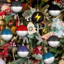 24 Pcs 2.4 Inch Christmas Tree Ball Ornaments Cartoon Hanging Ornaments Plastic Christmas Winter Balls Decor for Xmas Trees Holiday Party Favors Home Decor(Lightning)
