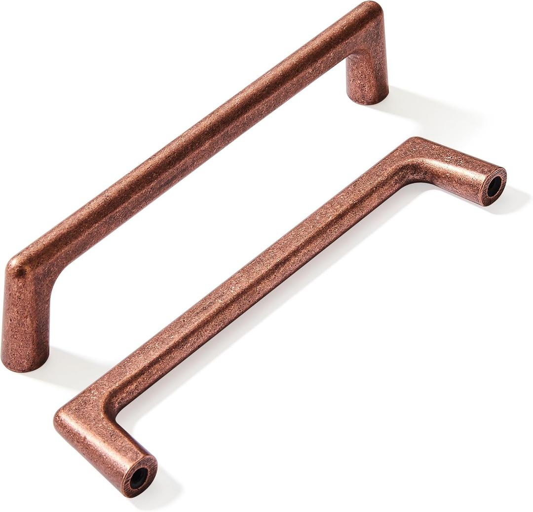 khtumeware 10 Pack 5"(128mm) Vintage Drawer Pulls Antique Copper Cabinet Pulls Kitchen Hardware Cabinet Handles Drawer Handles Knobs. (5" Hole Center)