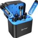 A Artman 8 Pack 3600mWh Rechargeable Lithium AA Batteries with Charger for Blink Outdoor Camera, 1.5V Constant Output Double A Battery Rechargeable, 2000 Cycle Charging Time (Blue)