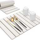 Large Stone Dish Drying Mat for Kitchen Counter, 24"(L)×16"(W), Collapsible Quick Drying Dish Mats, Ultra Absorbent Diatomaceous Earth Mats for Dishes Bottles Cups, Match Any Countertop