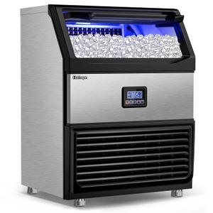 Commercial Ice Maker Machine 450LBS/24H with 77LBS Large Ice Storage Bin, 144Pcs Clear Ice Cubes in 11Mins, Stainless Steel Under Counter Industrial Ice Machine for Bar, Restaurant Business